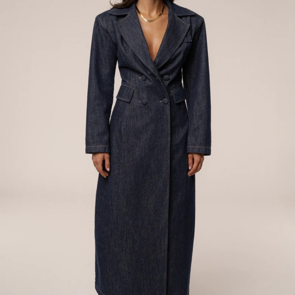 JLUXLABEL Navy Double-Breasted Trench Coat